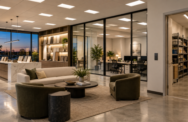 Polished Evening Office Showroom Interior Polished Evening Office Showroom Interior
